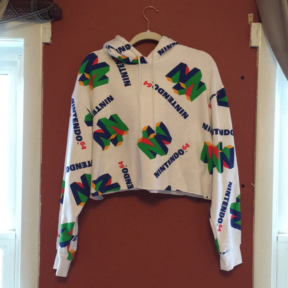 Nintendo 64 Cropped Hoodie Sweatshirt
